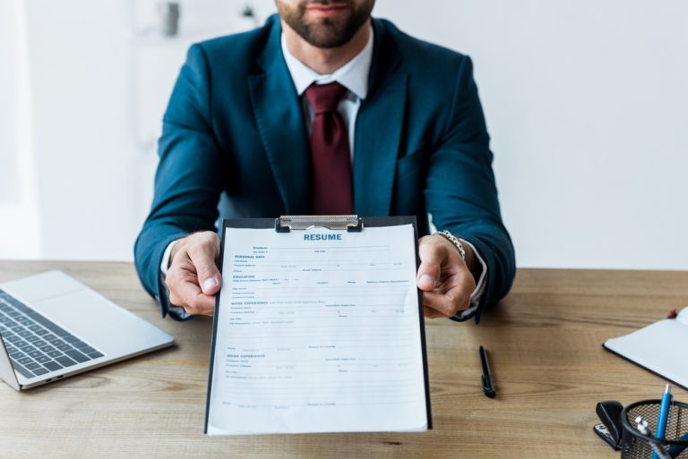attorney handing in a resume